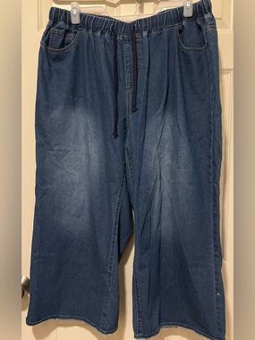 SHEIN Dark Blue Wide Leg Denim Pants